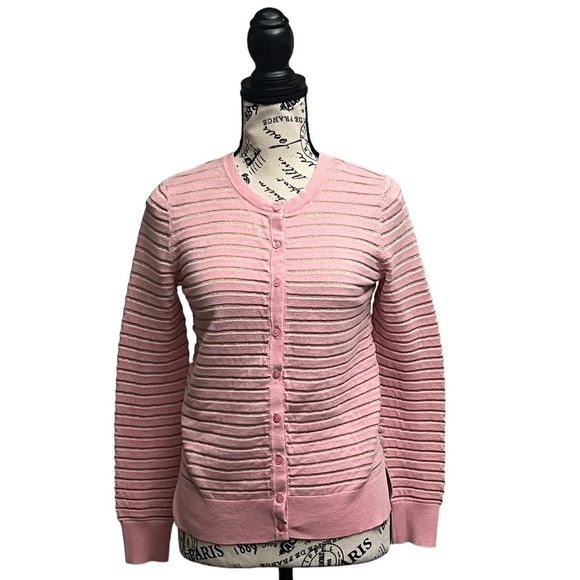 Loft Outlet Pink nautical preppy coquette Cardigan Womens Preppy Size S - Picture 1 of 9